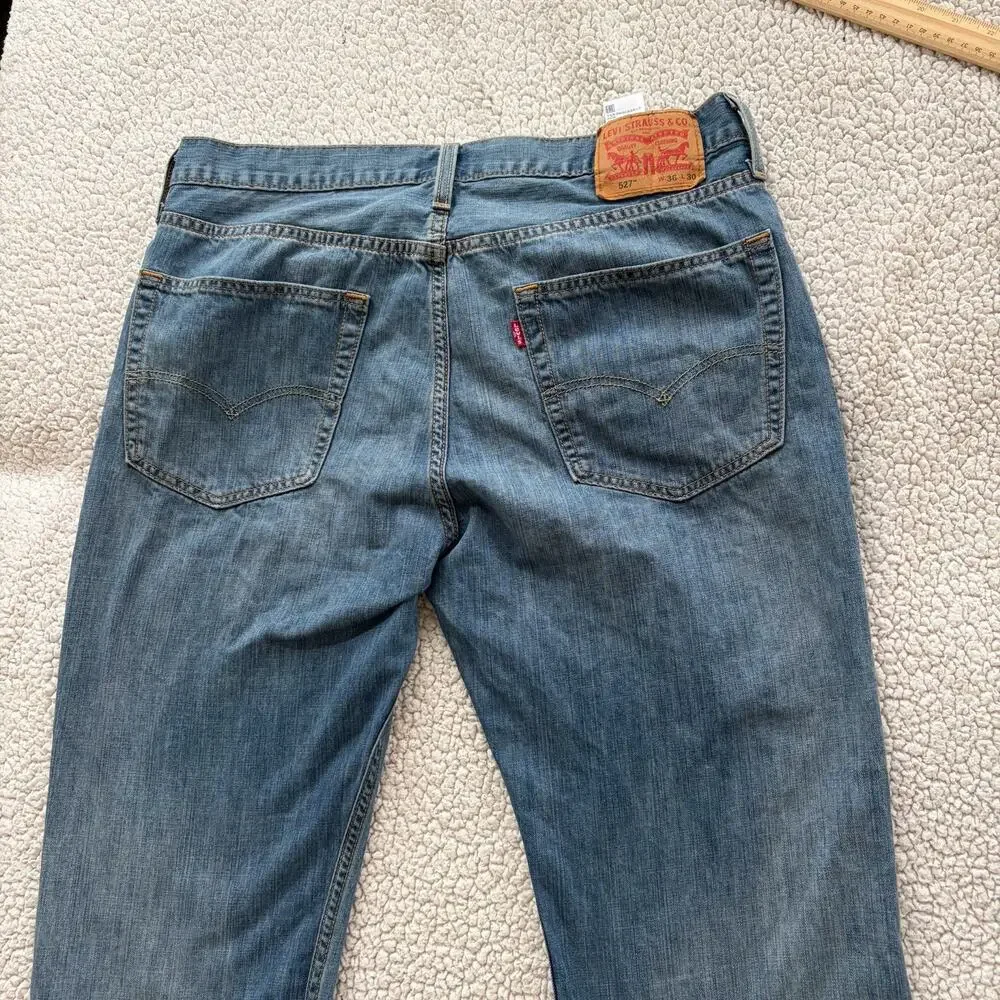 Levi 527 Mens Jeans Size W 36 L 30 Blue Denim Slim Bootcut‎ Used Good Condition
